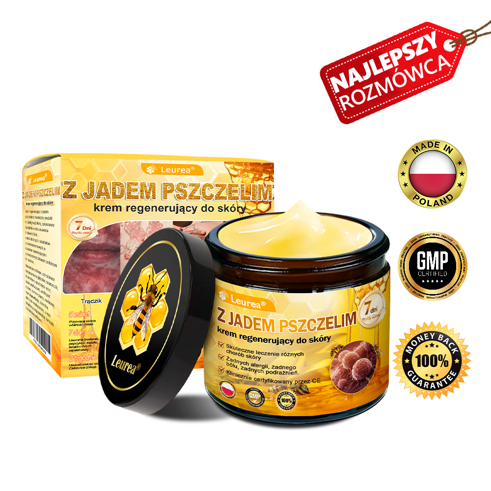 🔥Leurea® Krem z Jadem Pszczelim 🔥 Regeneracja skóry, redukcja zmarszczek i promienny wygląd – 50 ml