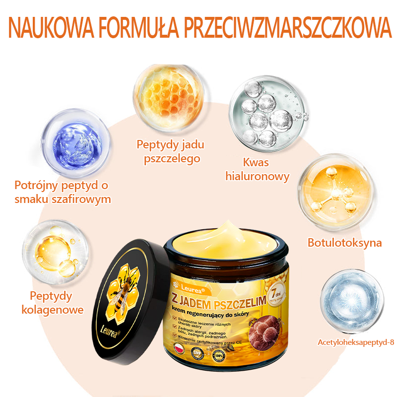 🔥Leurea® Krem z Jadem Pszczelim 🔥 Regeneracja skóry, redukcja zmarszczek i promienny wygląd – 50 ml