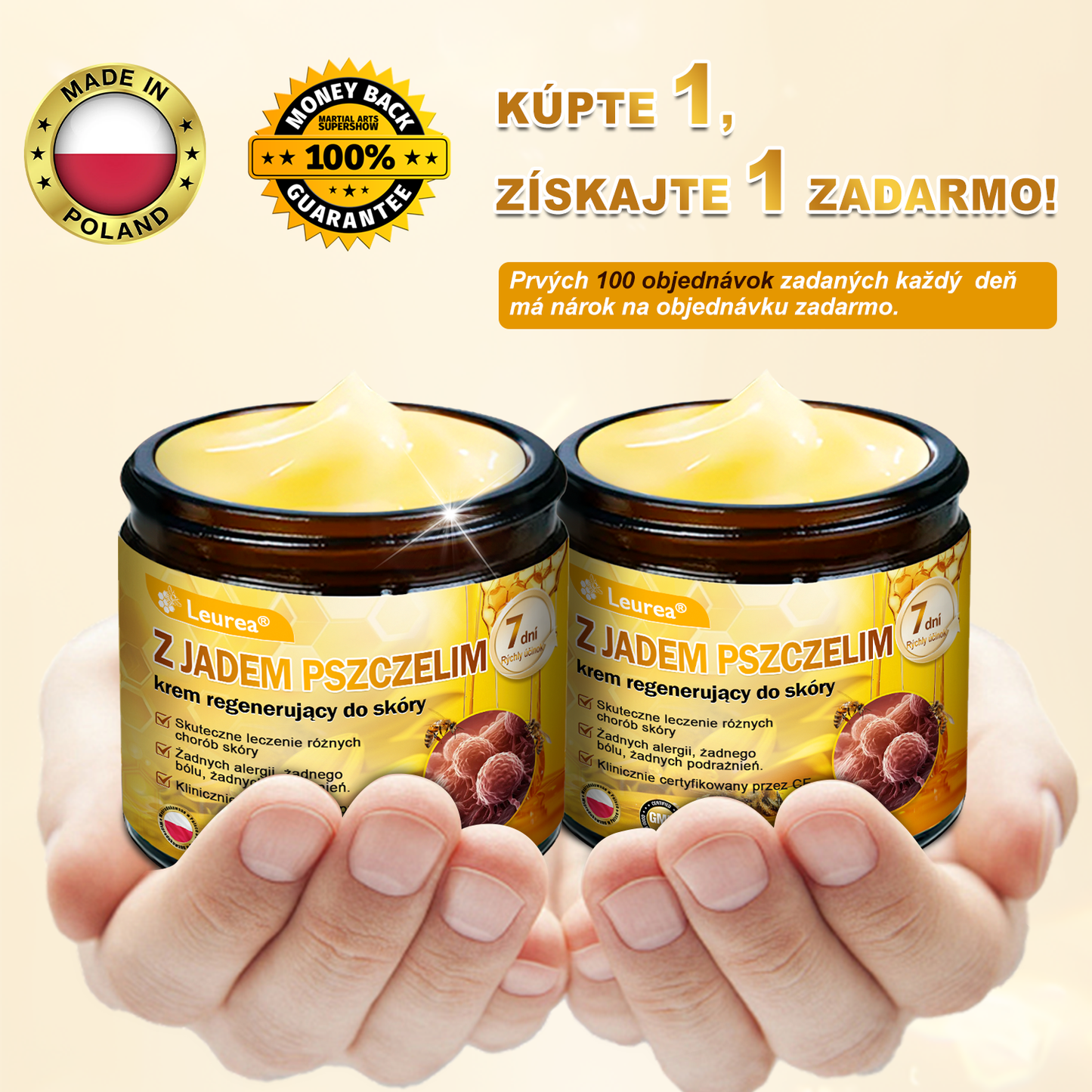 🔥Leurea® Krem z Jadem Pszczelim 🔥 Regeneracja skóry, redukcja zmarszczek i promienny wygląd – 50 ml