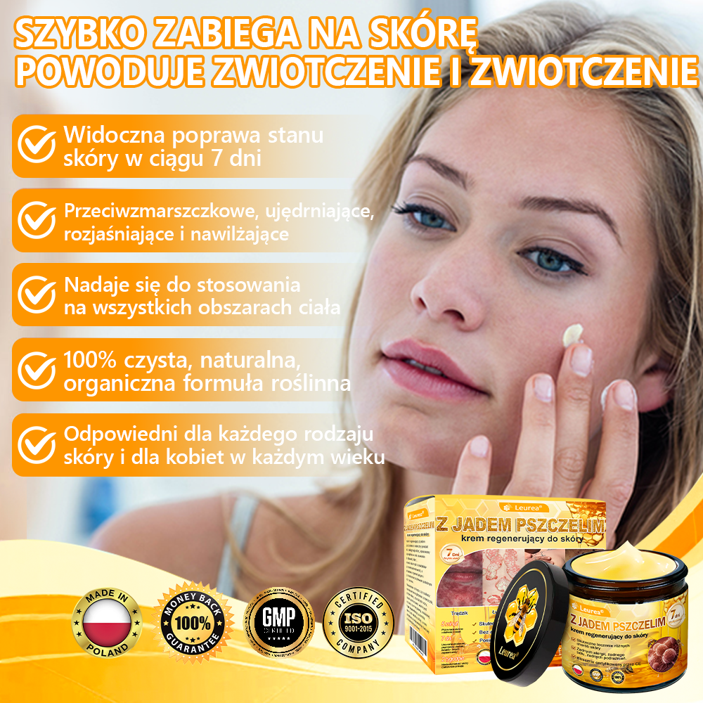 🔥Leurea® Krem z Jadem Pszczelim 🔥 Regeneracja skóry, redukcja zmarszczek i promienny wygląd – 50 ml
