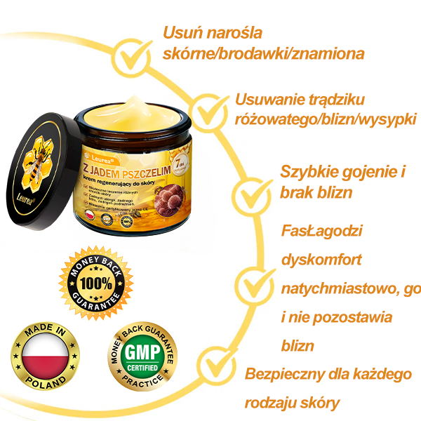 🔥Leurea® Krem z Jadem Pszczelim 🔥 Regeneracja skóry, redukcja zmarszczek i promienny wygląd – 50 ml