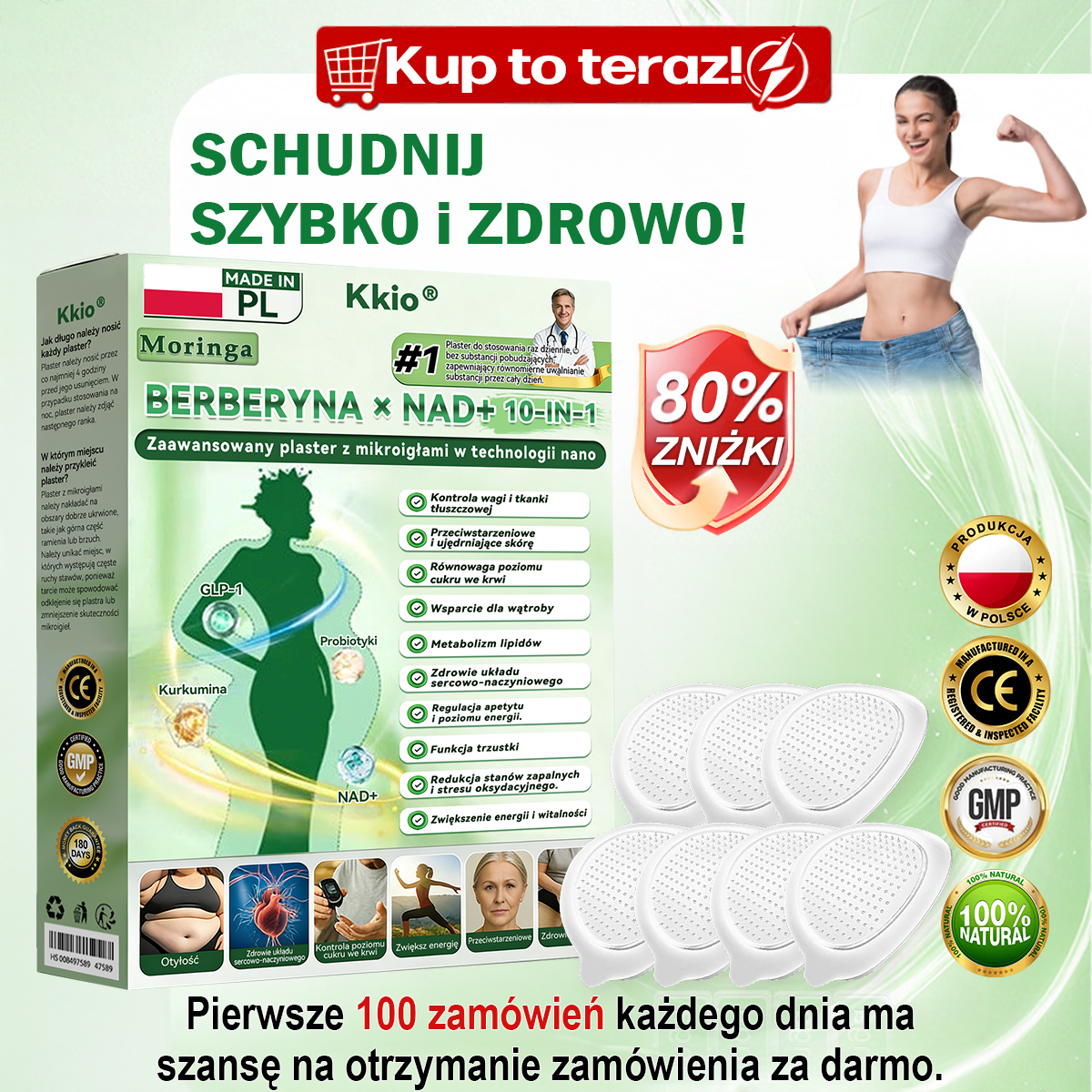 🍀🍀🍀🍀Polska oficjalny sklep | Kkio® Moringa·Berberyna × NAD+ 10 w 1 nano mikroigłowy plaster – codzienne stosowanie, widoczne efekty w ciągu 7 dni ✅ na wagę ciała, skórę, cukrzycę i zdrowie stawów 🗽